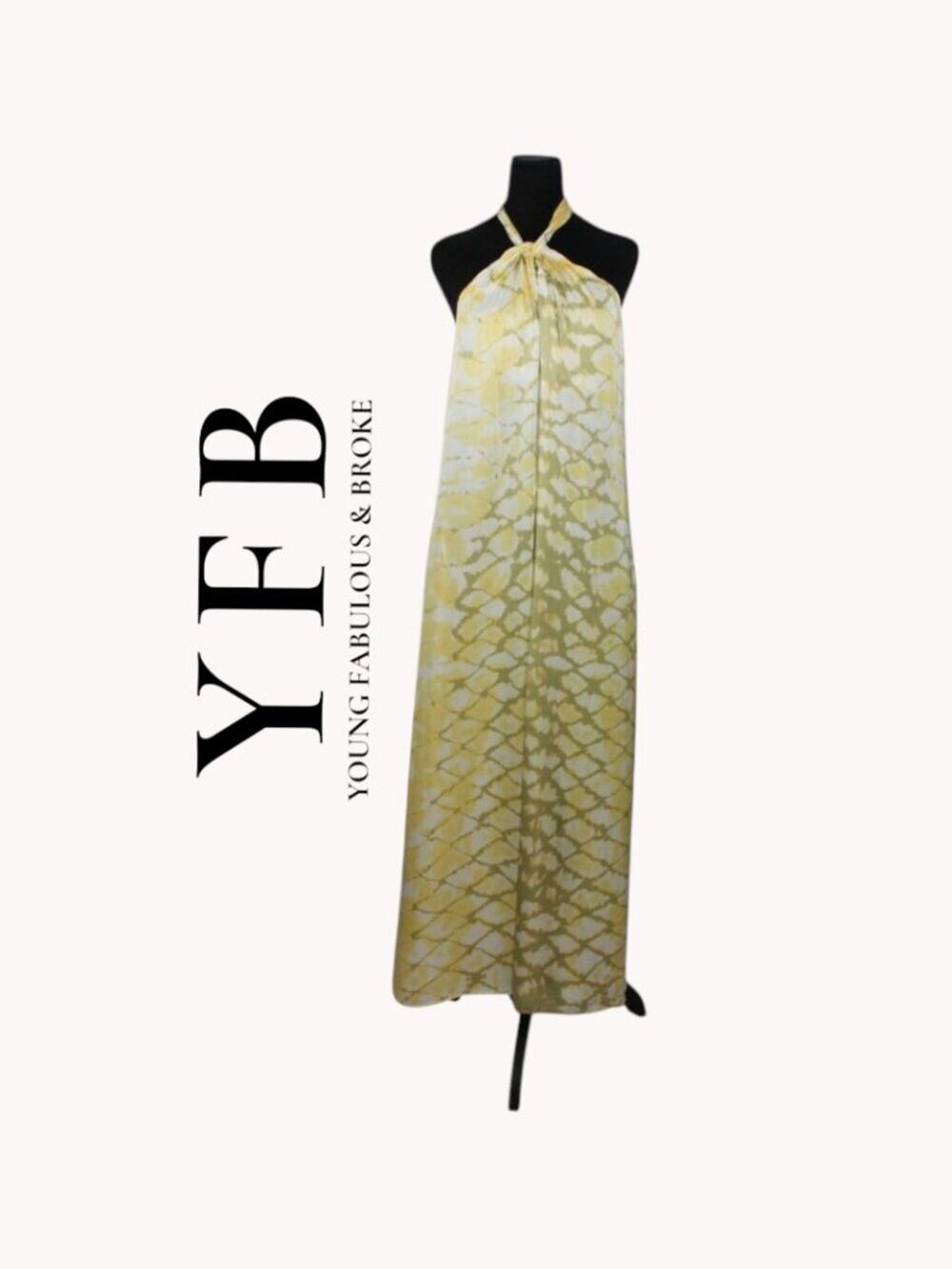 YFB Yellow Reptile Halter Maxi Dress Size Small